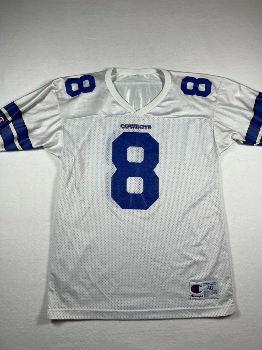Vintage 1990s Champion Dallas Cowboys Troy Aikman White Jersey Mens Size 40/M